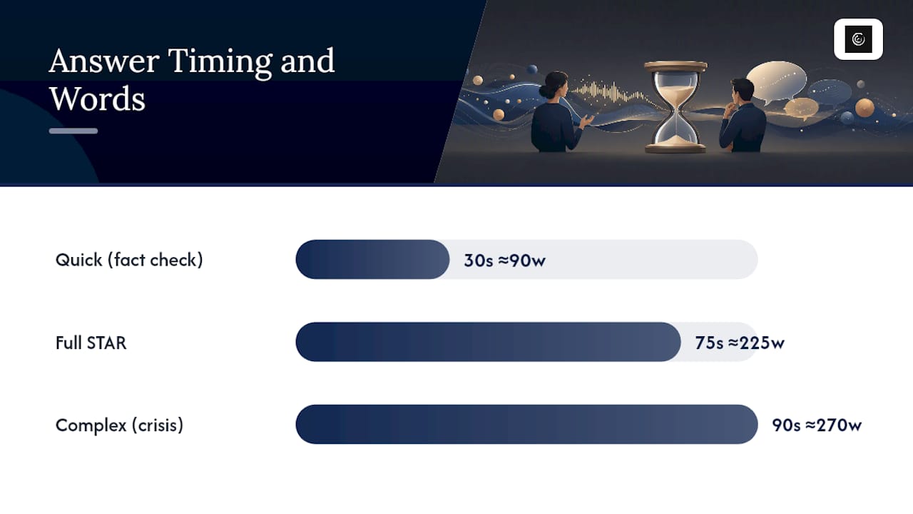 Interview answer types mapped to timing ranges
