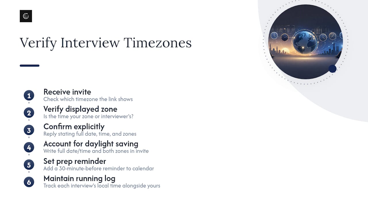 Time zone interview scheduling flow