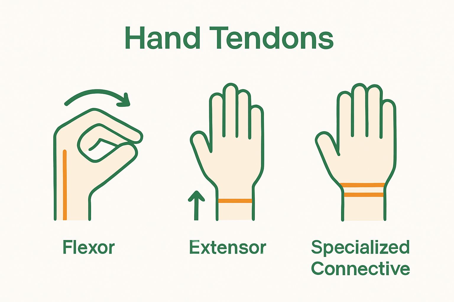 Infographic hand tendon types comparison