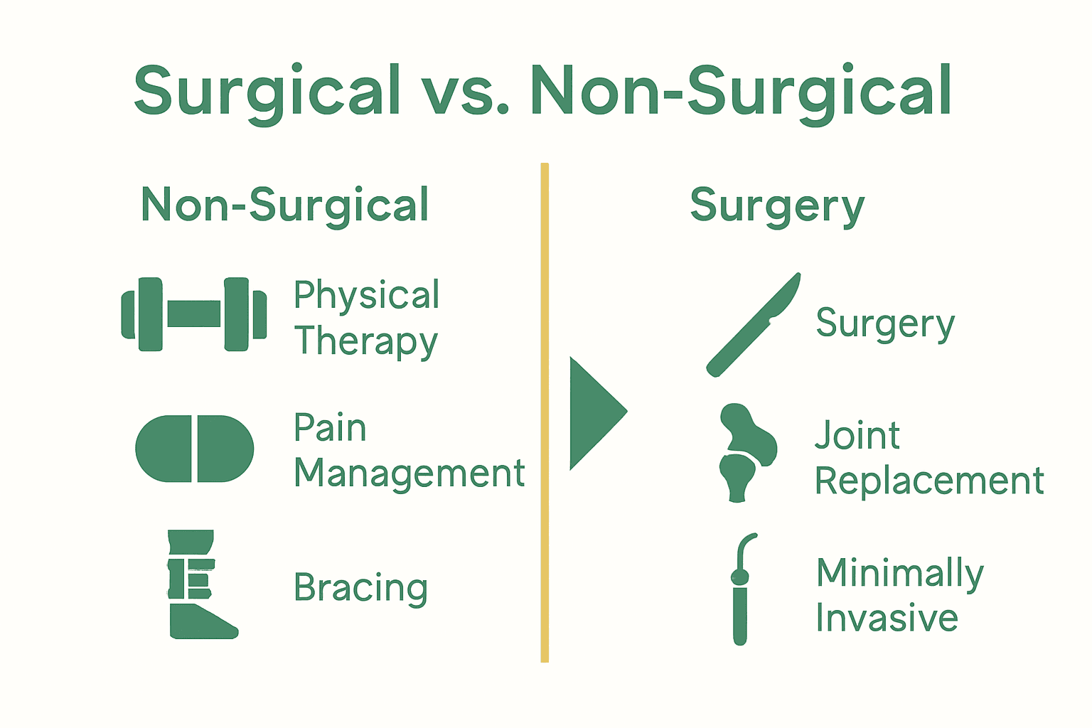 Comparison of surgical and non-surgical orthopedic treatments