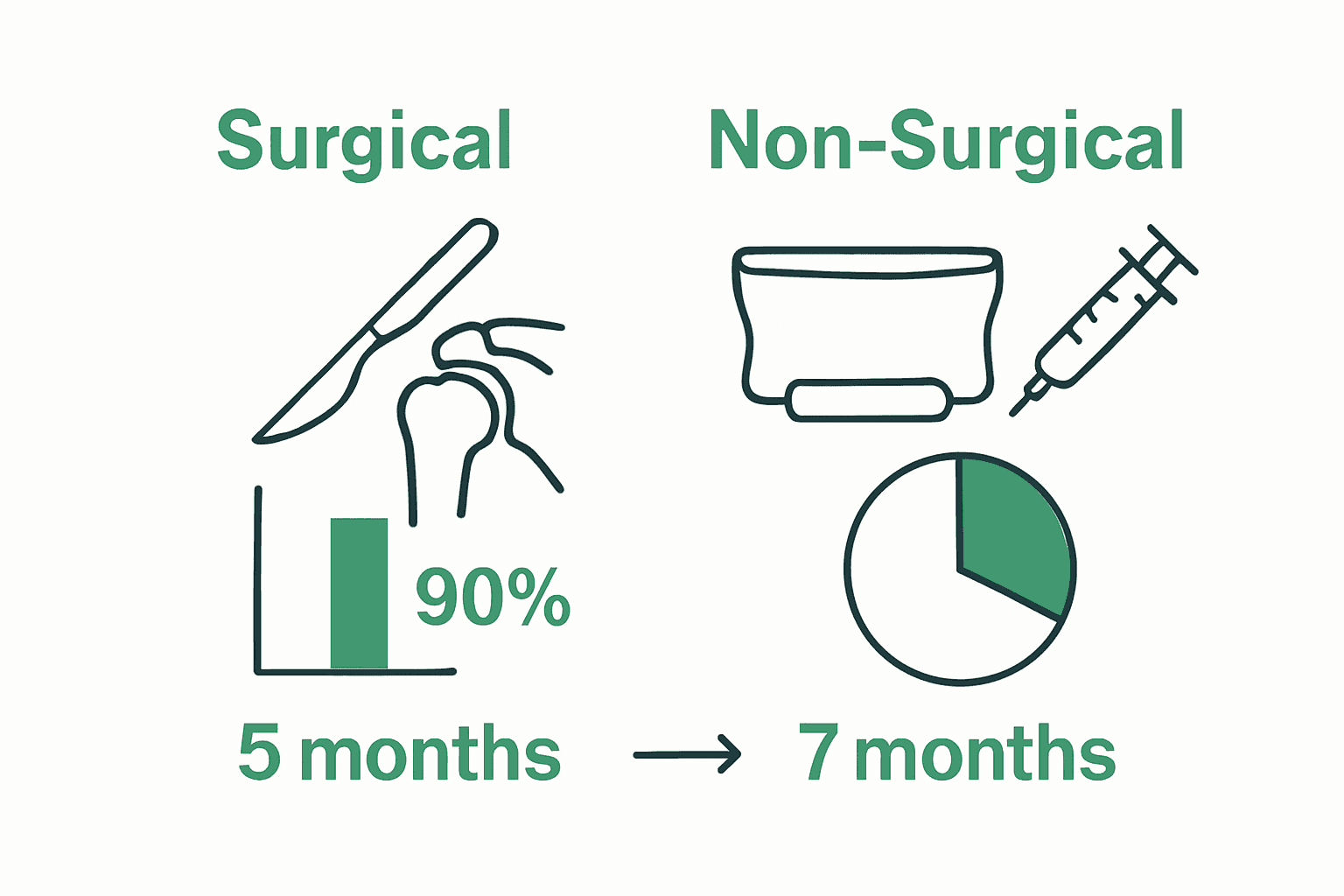 Infographic comparing surgical and non-surgical shoulder injury treatments