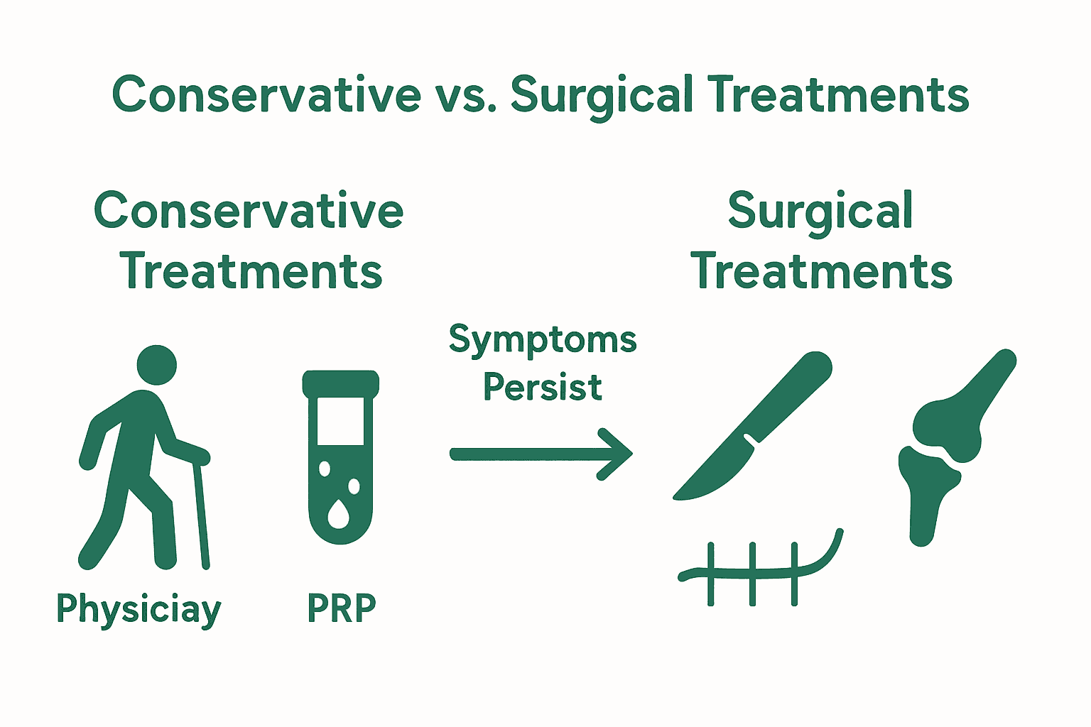 Infographic contrasting surgery with non-surgical hand treatments