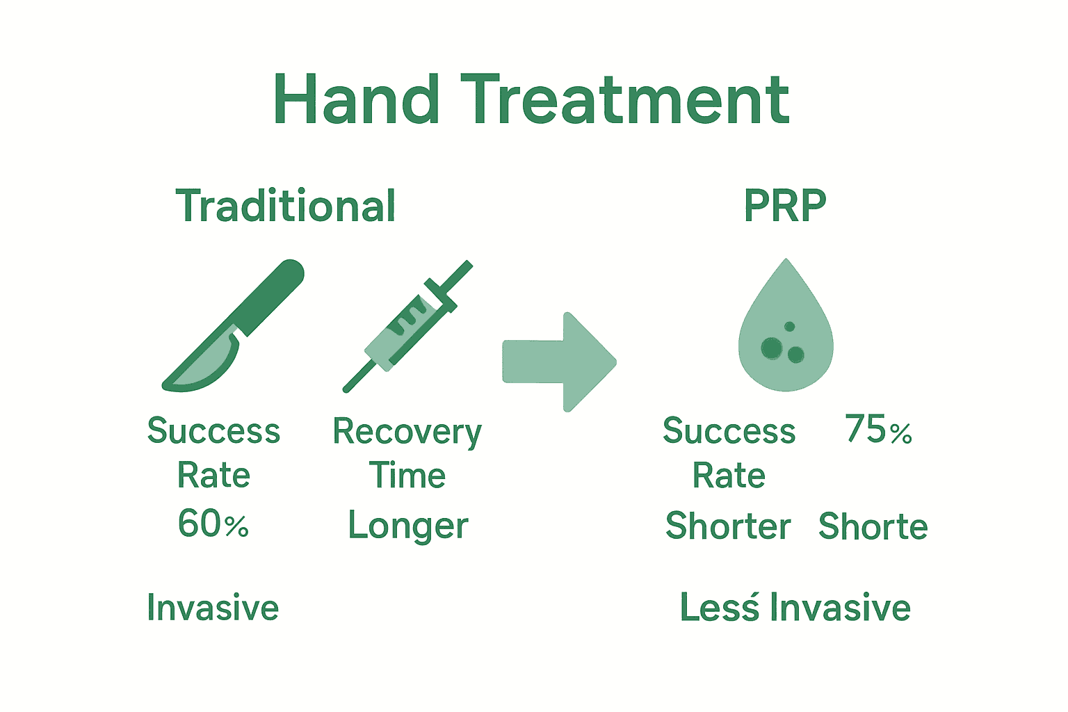 Infographic comparing PRP for hands with traditional treatments