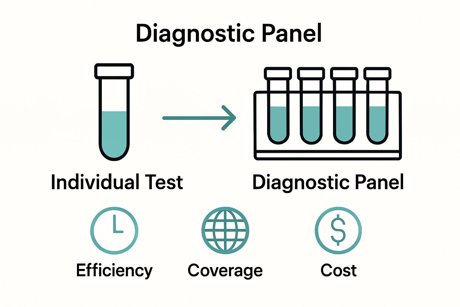 Infographic comparing diagnostic panels to individual tests