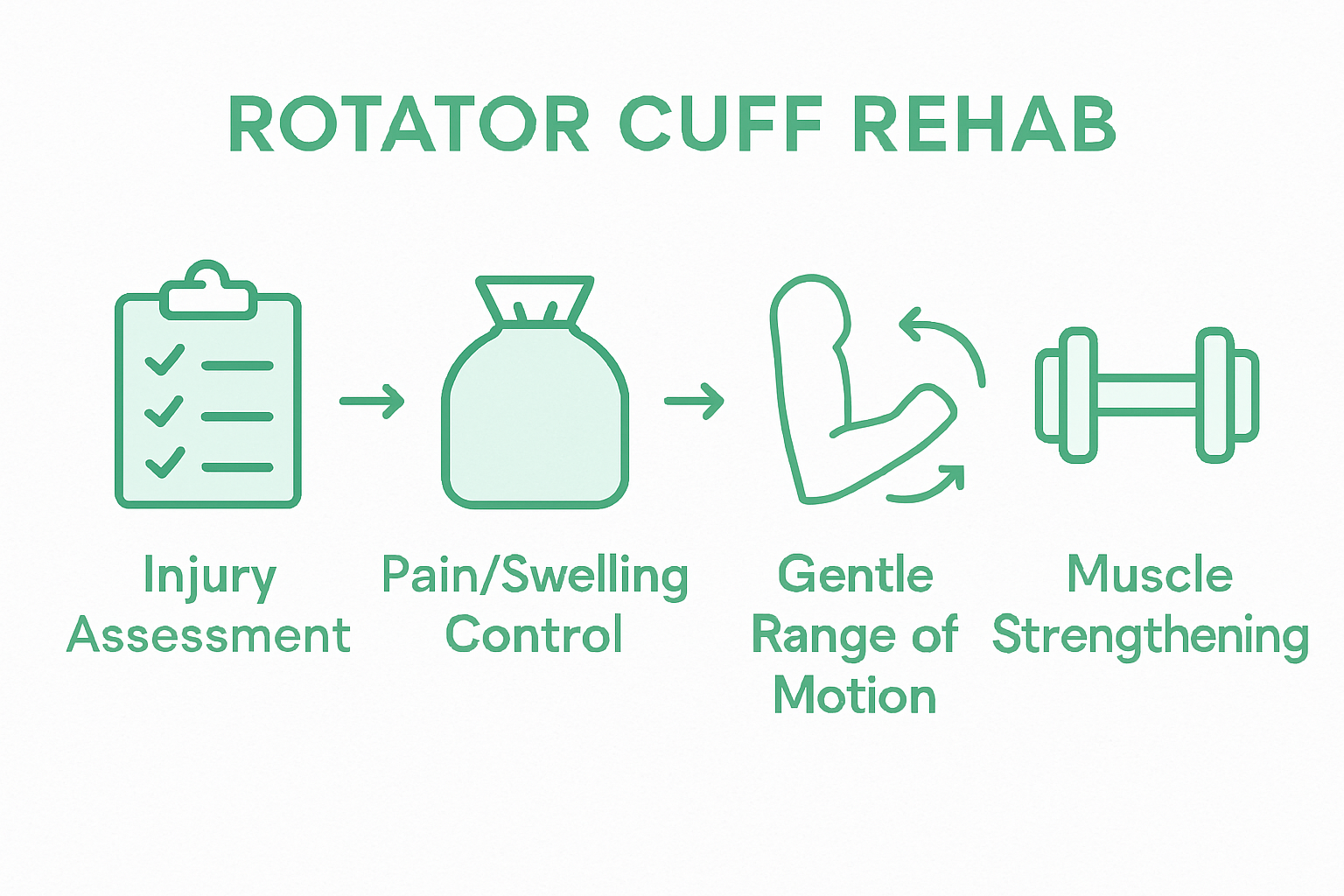 Infographic of four rotator cuff rehab steps