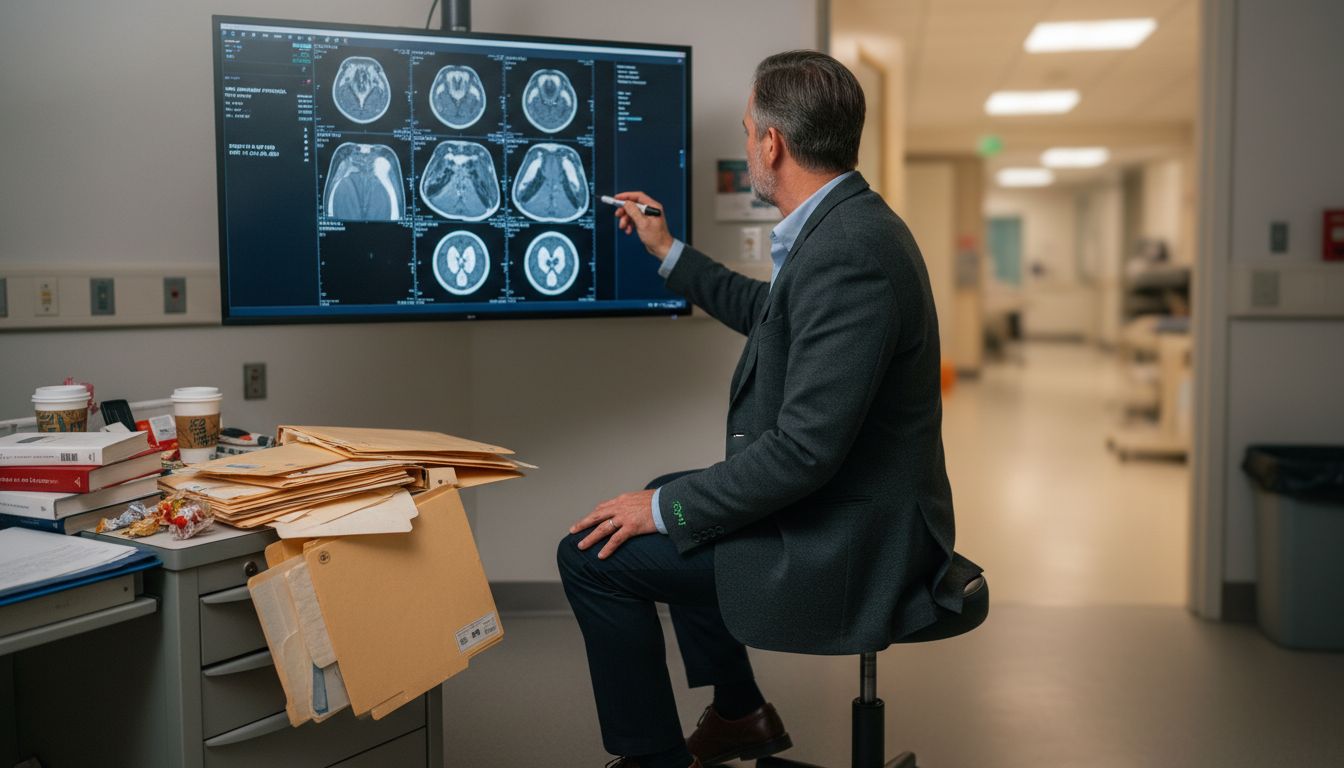 Radiologist reviewing shoulder MRI scan