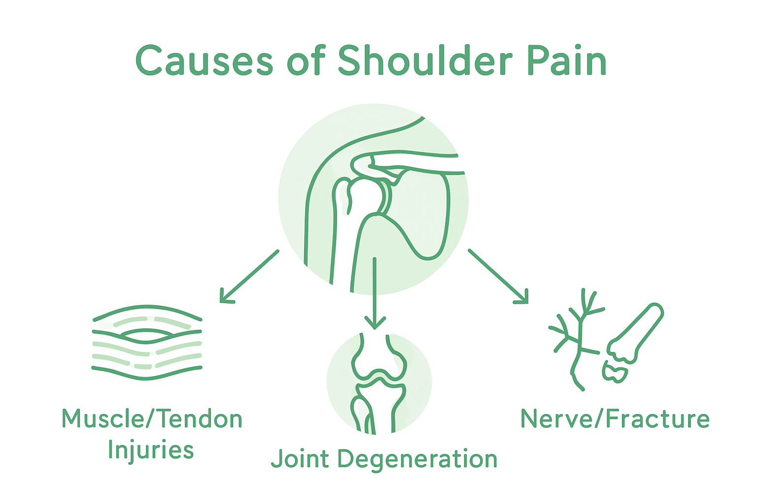 Infographic summarizing main shoulder pain causes