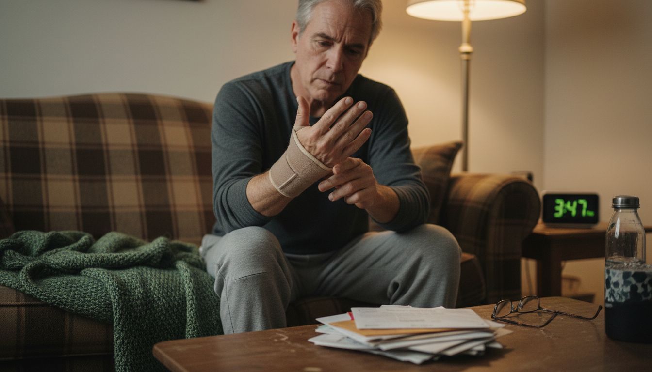 Man doing gentle post-surgery wrist exercises