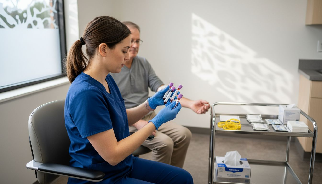 Nurse preparing to draw blood sample