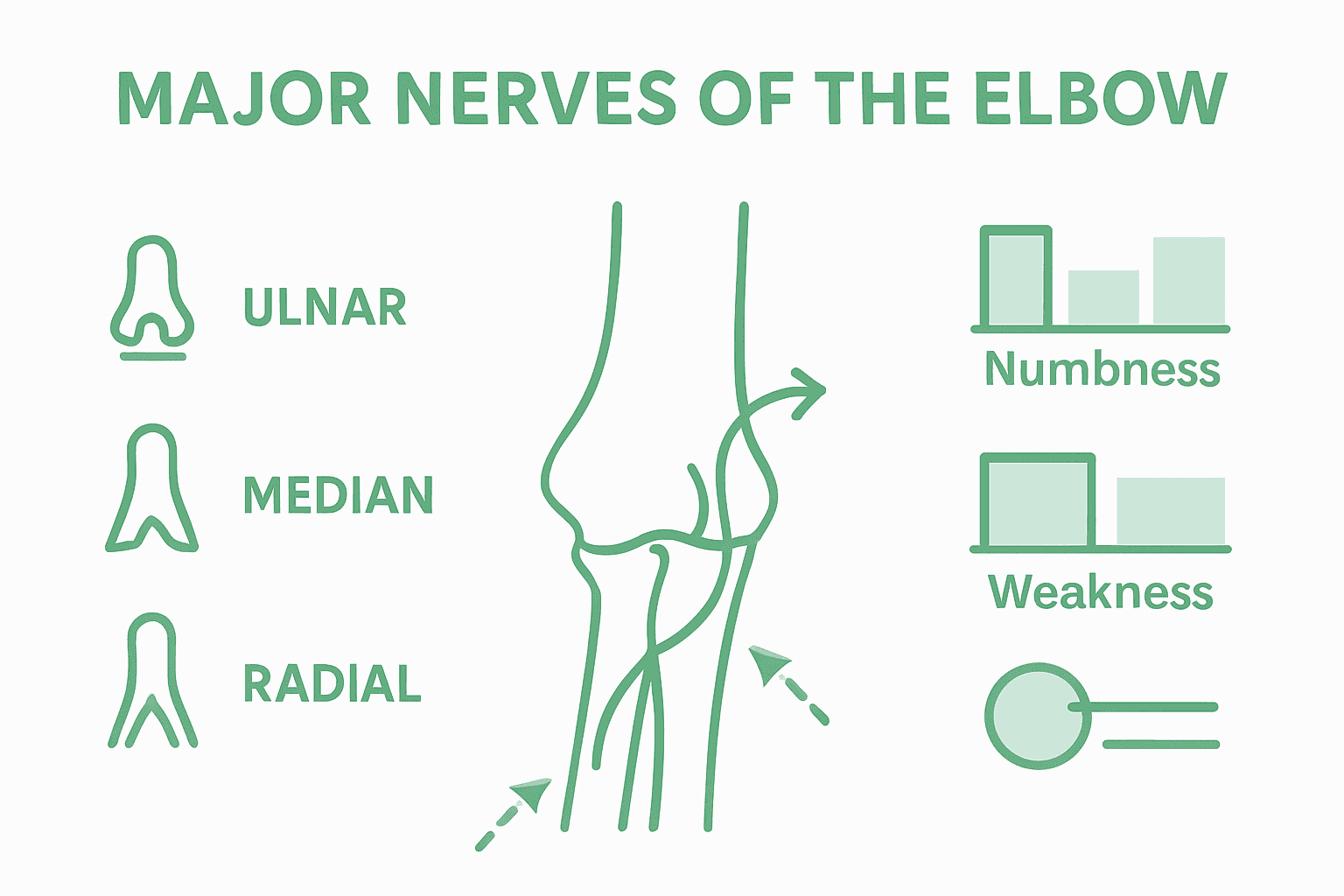 Infographic shows elbow nerves and compression sites