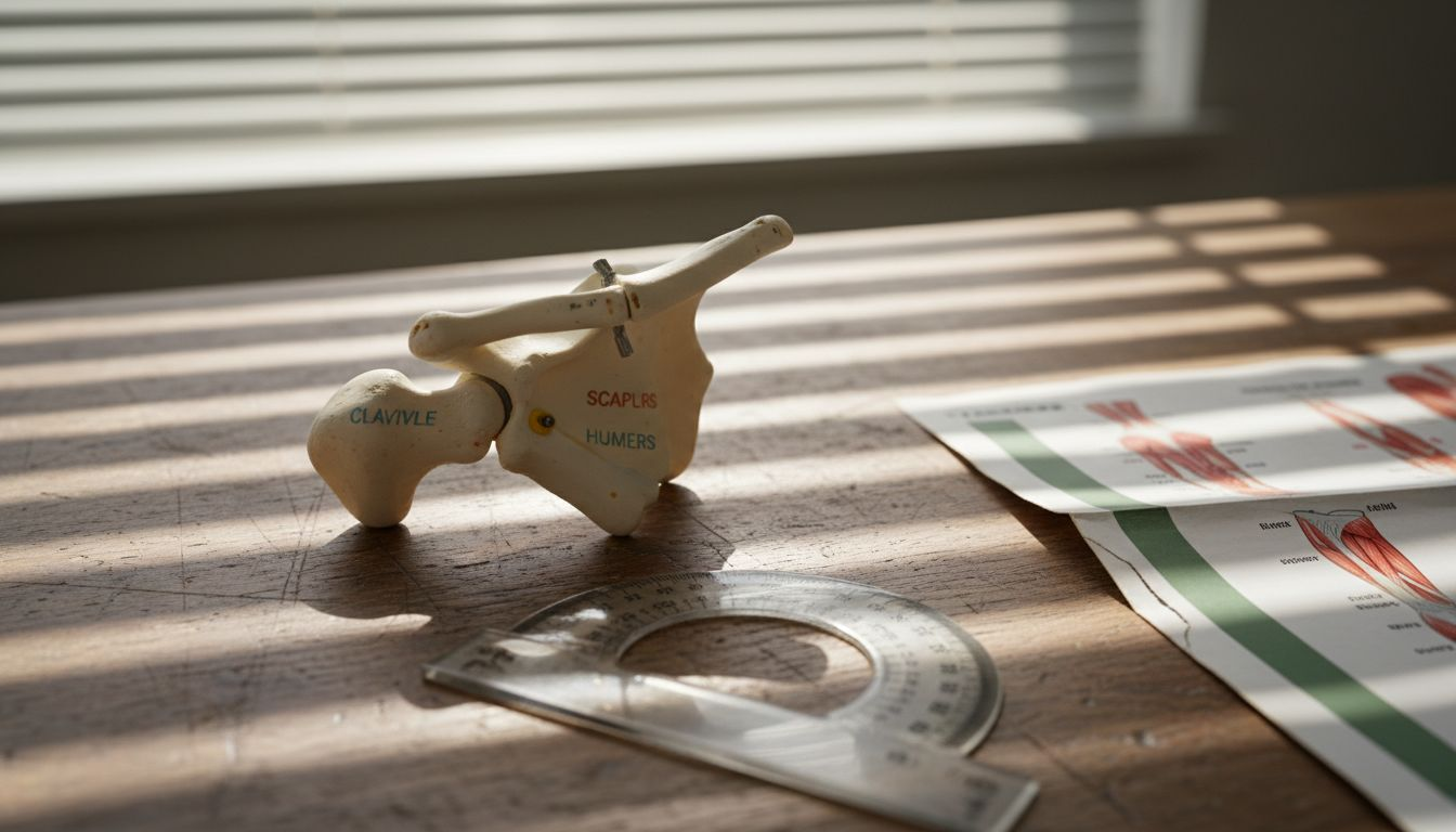 Shoulder skeleton model with key bones labeled