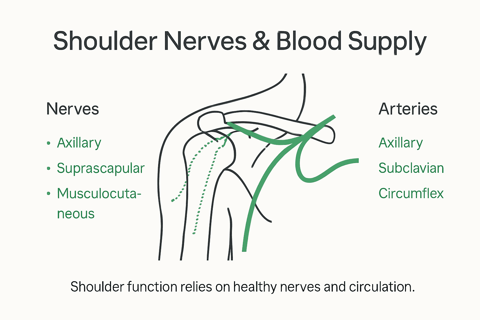 Infographic showing shoulder nerves and blood supply