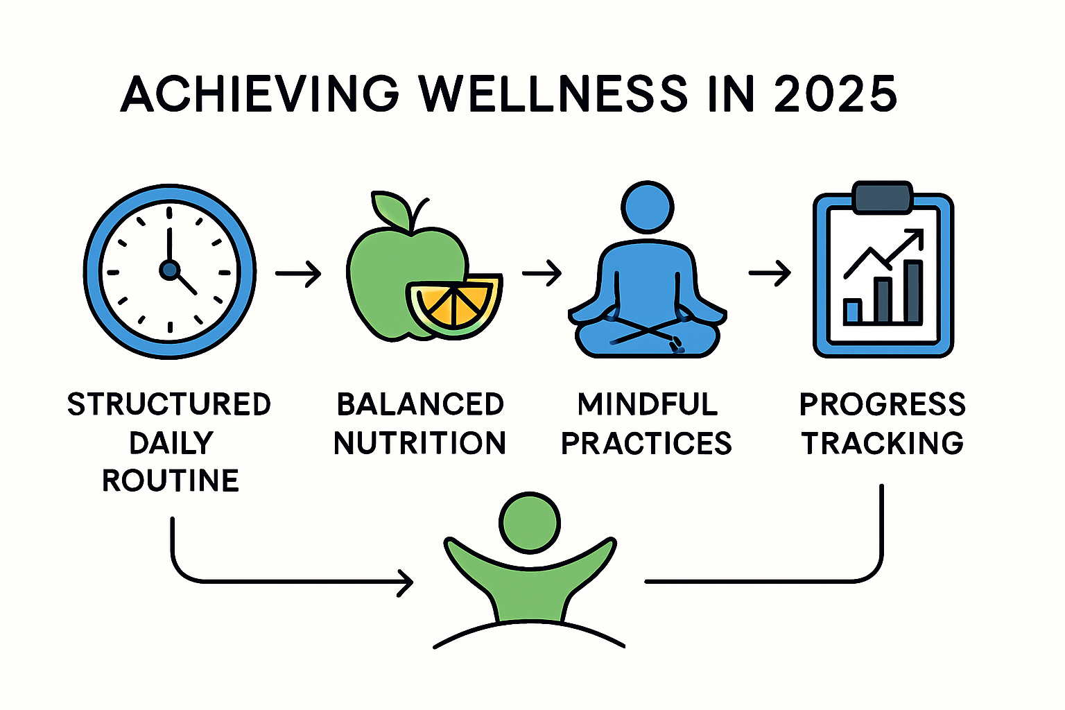Infographic showing four pillars of how to achieve wellness