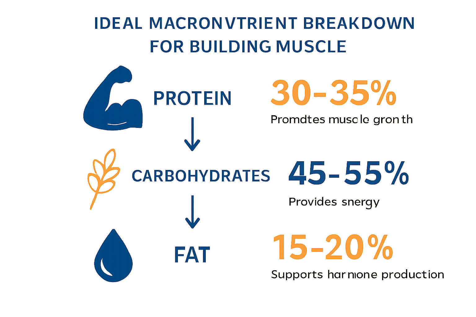Ideal macronutrient ratio for muscle building.