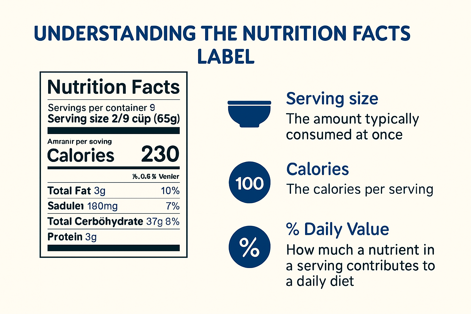 Infographic showing parts of a nutrition label explained.