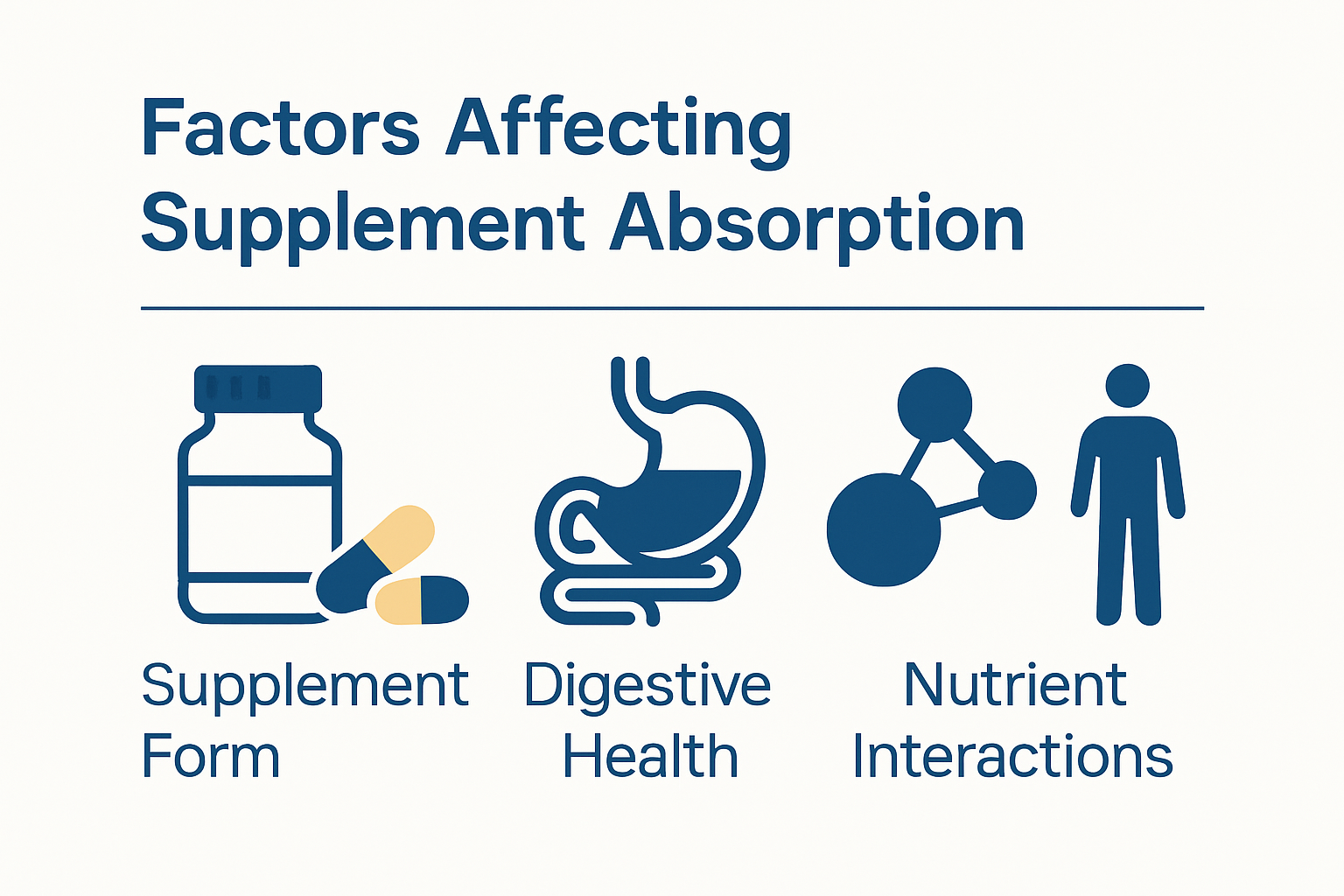Key factors affecting supplements absorption infographic