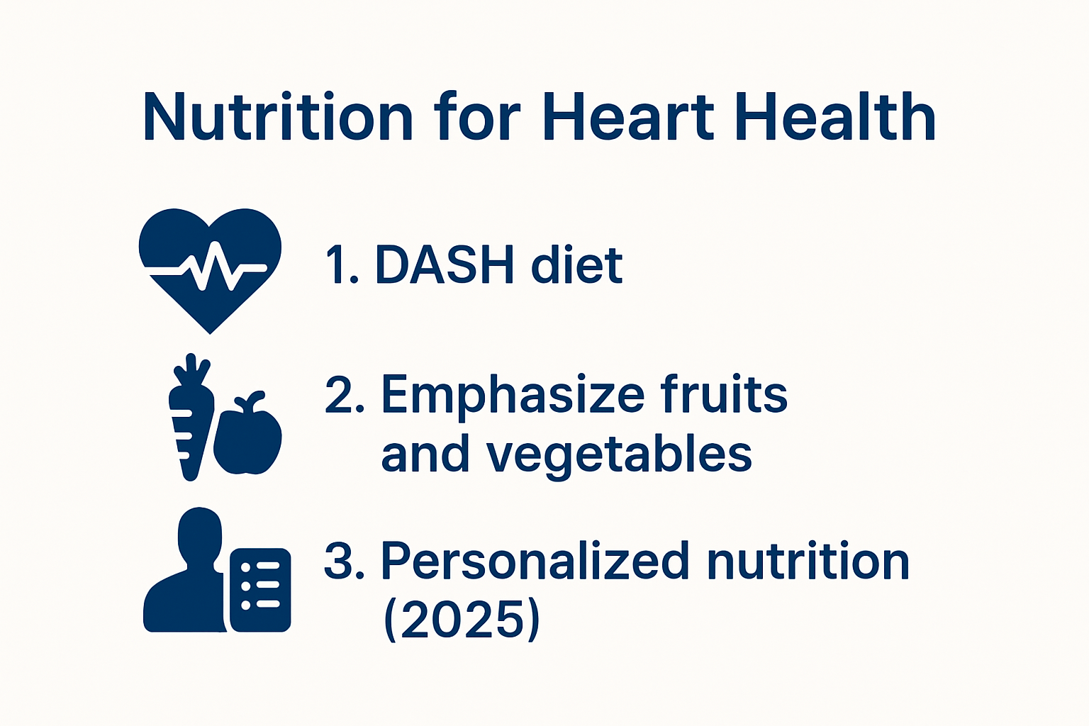 Infographic illustrating heart-healthy nutrition strategies
