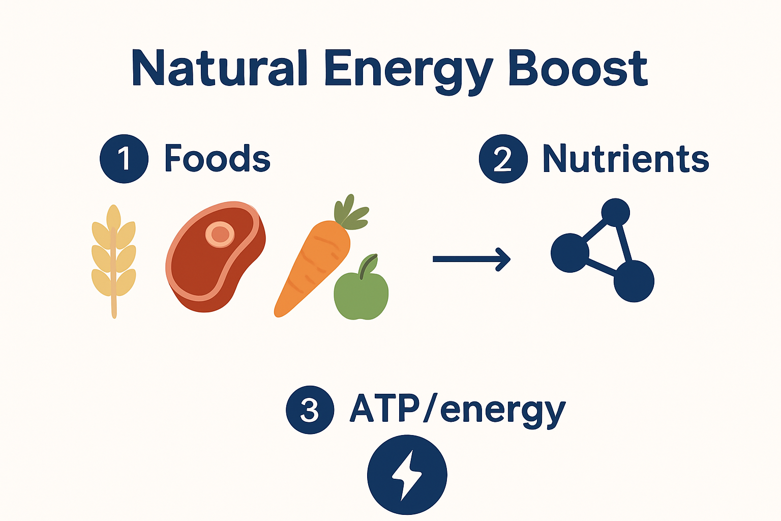 Visual guide to how natural energy boost foods fuel the body's metabolism