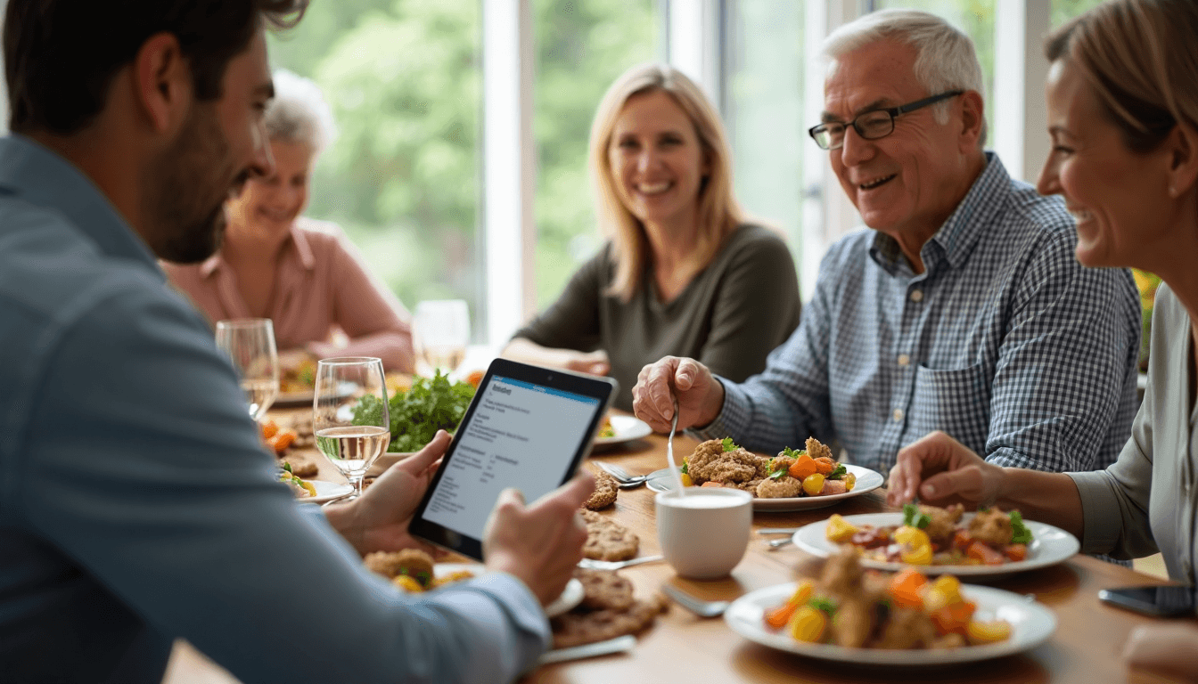 Older adults enjoy protein-rich meal at sunlit table