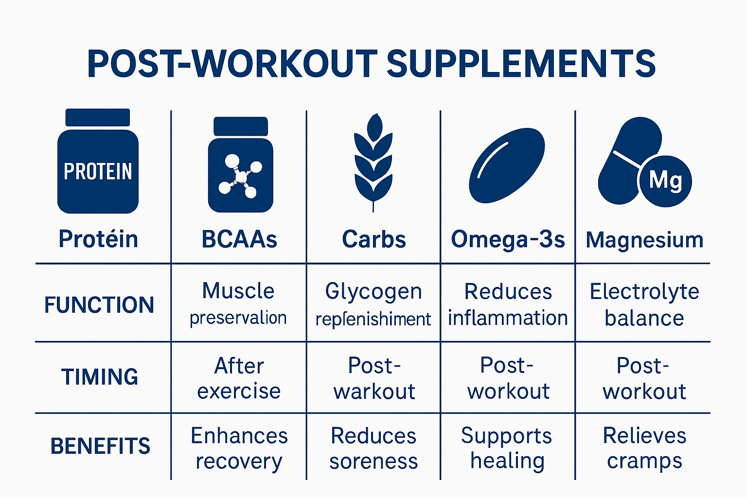 Comparison of post workout supplements and their benefits