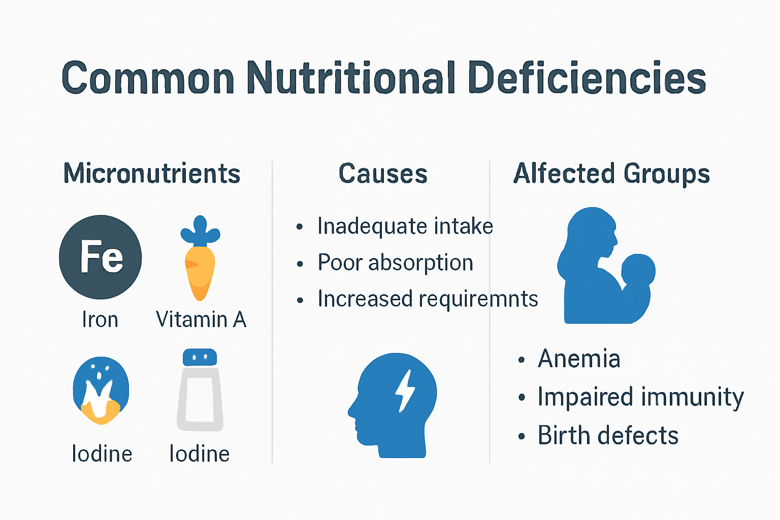 Infographic showing global nutritional deficiencies and impacts