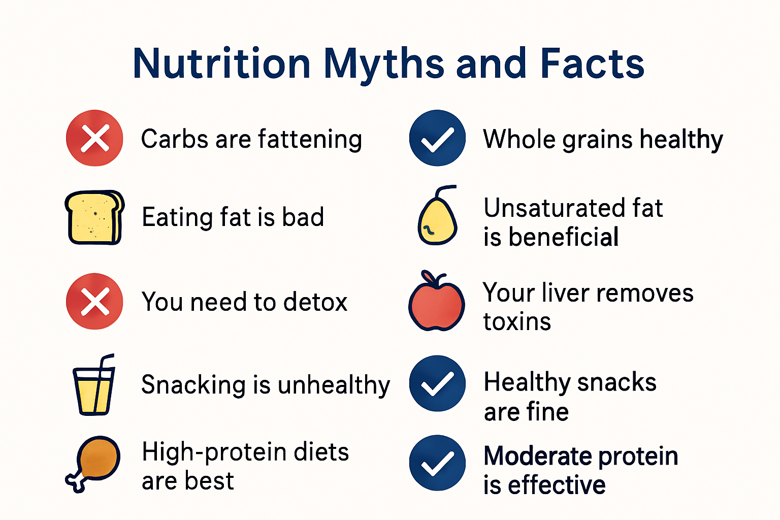 Infographic debunking popular nutrition myths with facts