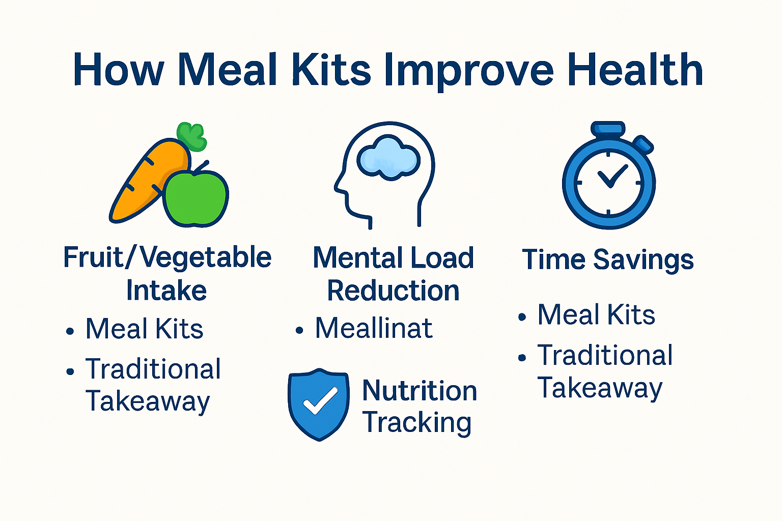 Infographic comparing meal kits vs. takeaway for nutrition, time, and convenience