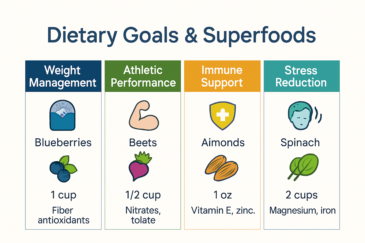 Infographic matching superfoods to individual health goals