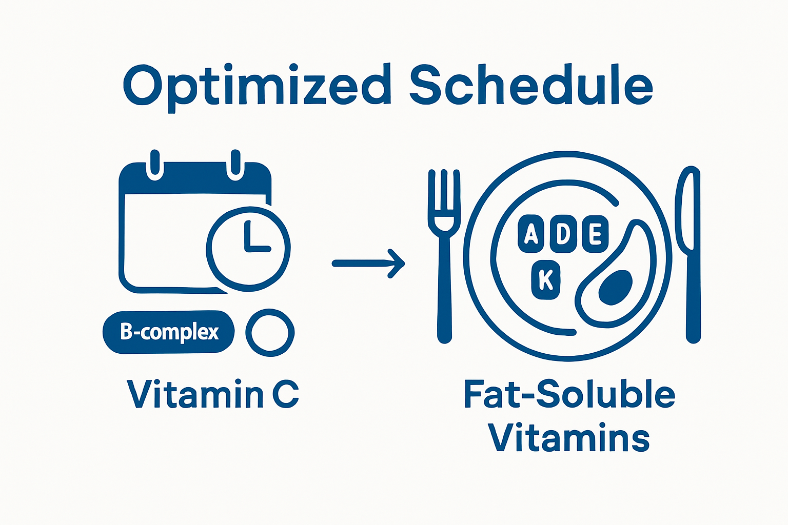 Visual comparison of optimal vitamin intake timing for best absorption