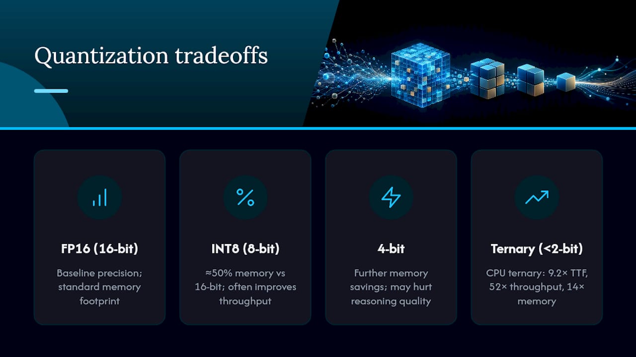 Comparison of LLM precision formats and performance
