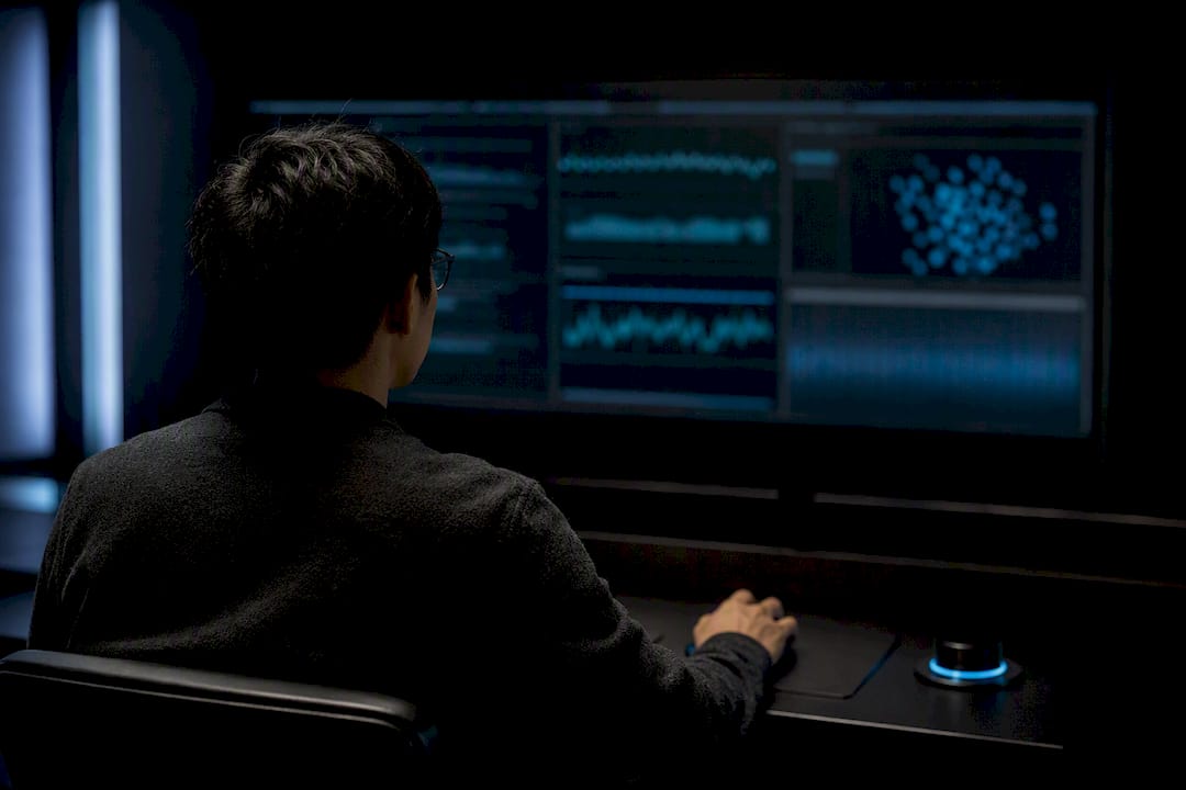 Researcher monitoring reinforcement learning trials