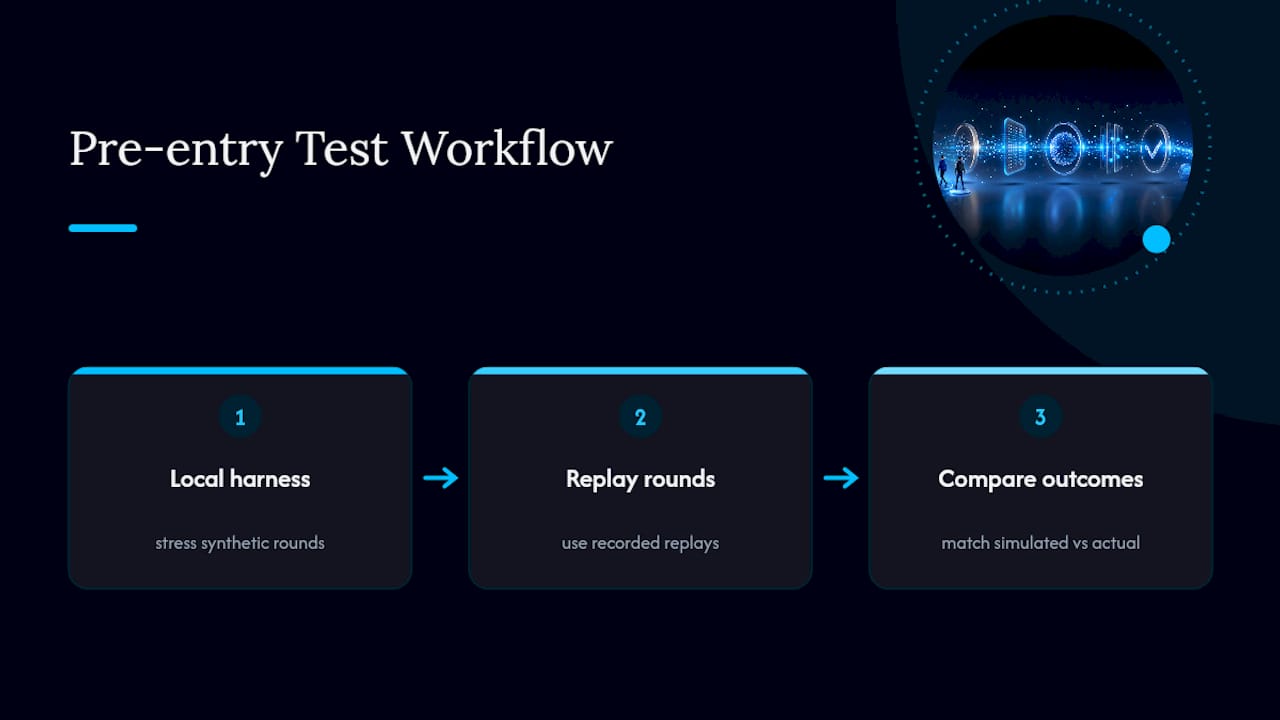 Three-stage agent simulation testing workflow