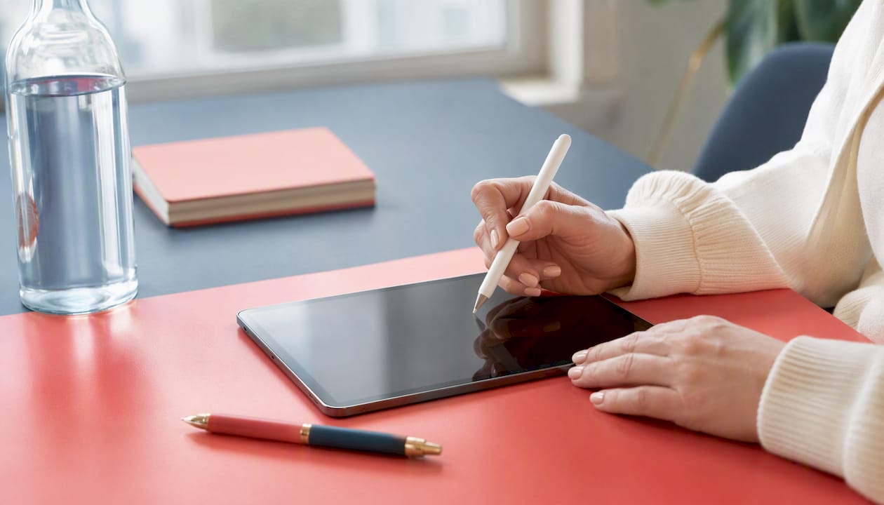 Hands filling out interview scorecard with pen
