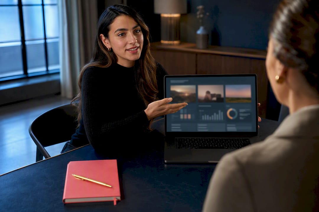 Candidate presenting a social media portfolio