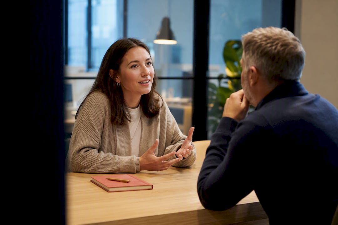 Candidate answering a content marketing interview question