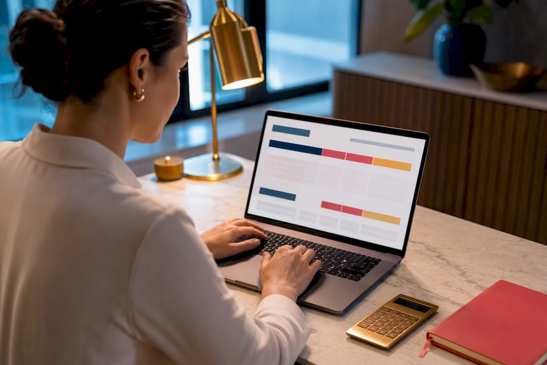 HR analyst calculating salary midpoint spreadsheet