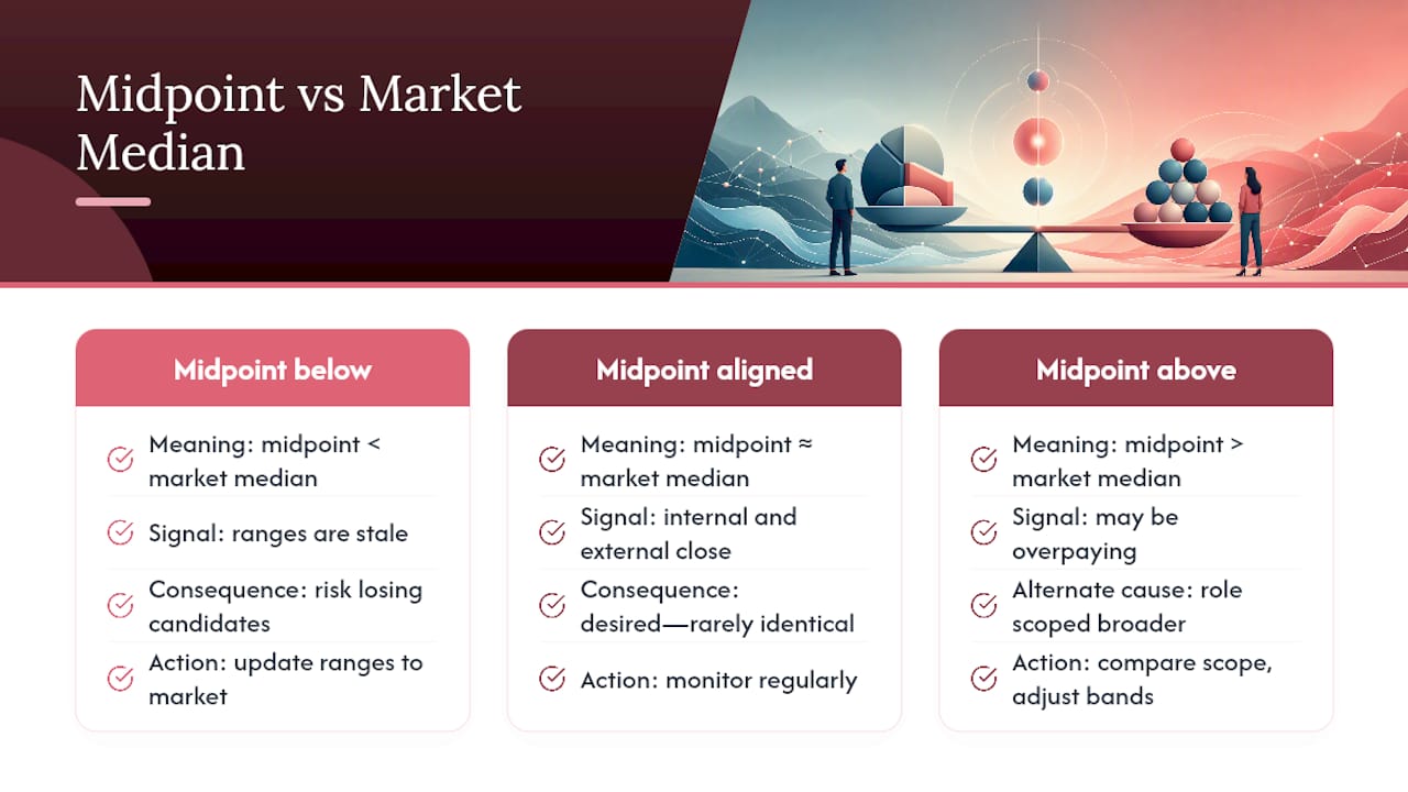 Salary midpoint versus market median comparison