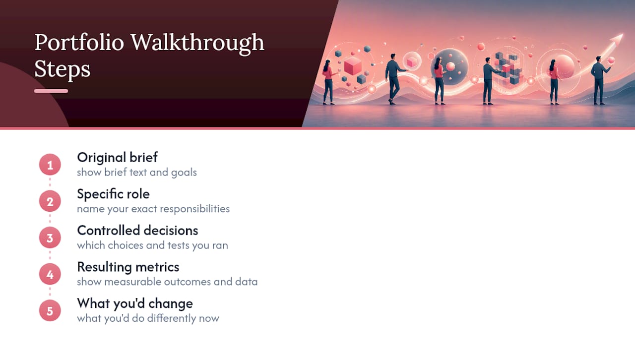 Portfolio walkthrough showing five evidence stages