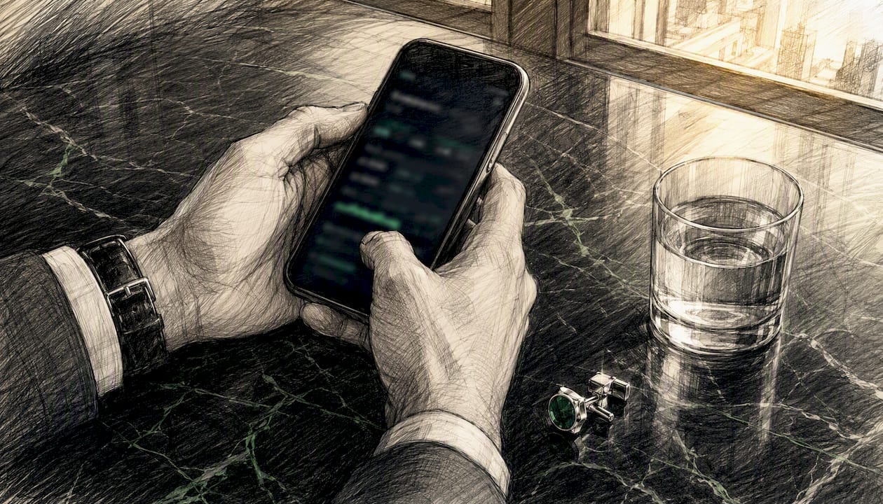 Hands verifying crypto payment on mobile device