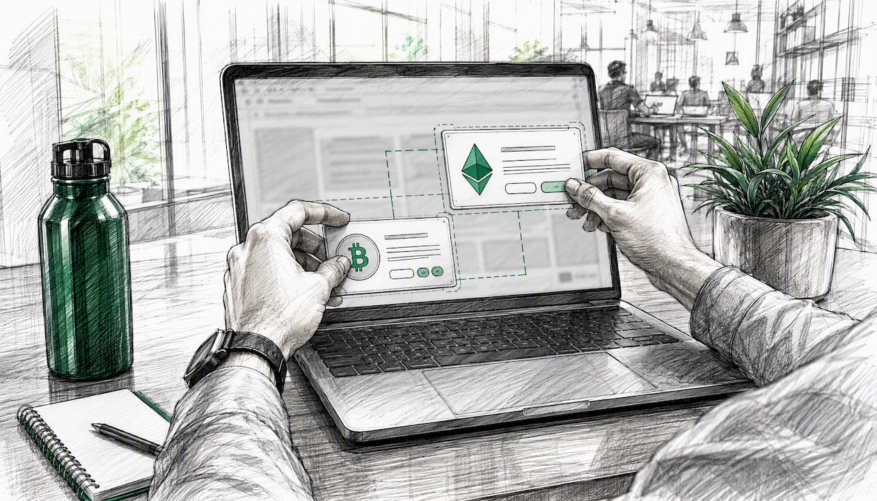 Hands adding payment widget to dashboard