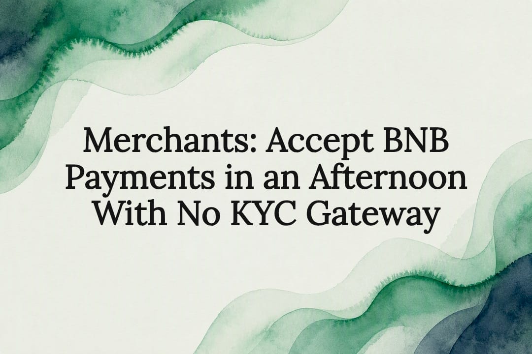 Merchants: Accept BNB Payments in an Afternoon With No KYC Gateway