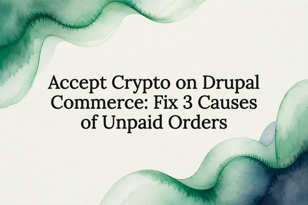 Decorative Drupal crypto payment title card