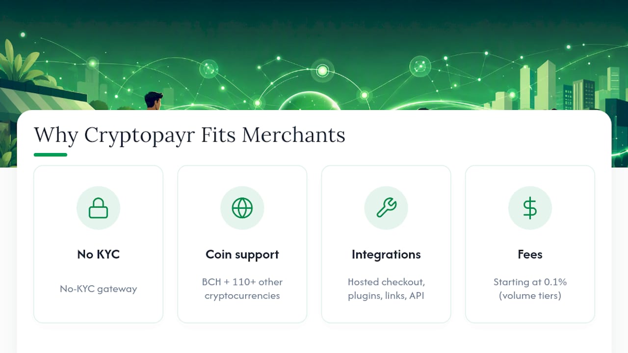 Why Cryptopayr Is a Practical Fit for BCH Acceptance — overview diagram