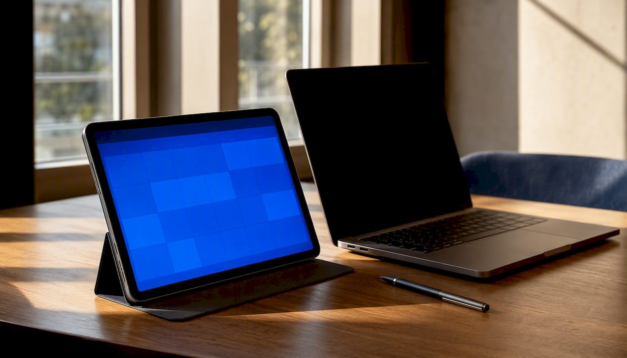 Clock and smartphone on desk for scheduling