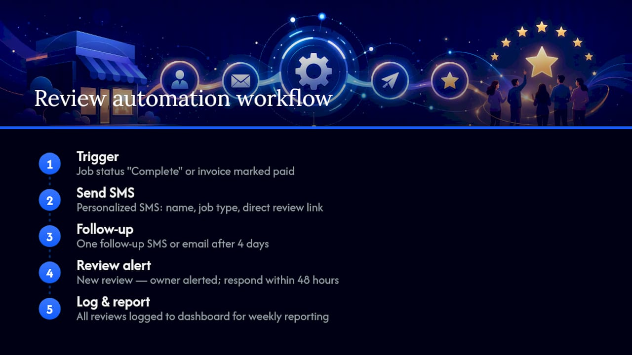 Workflow diagram for automating review requests