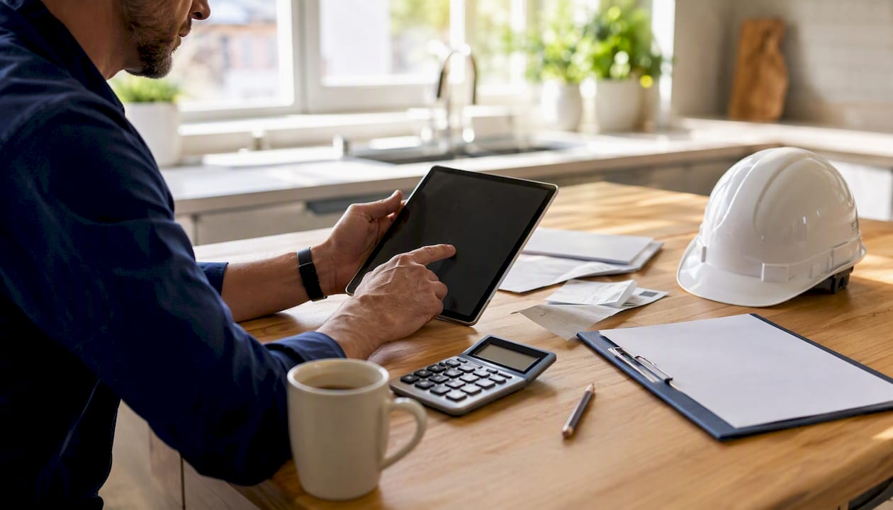 Contractor workspace with cost codes and tools