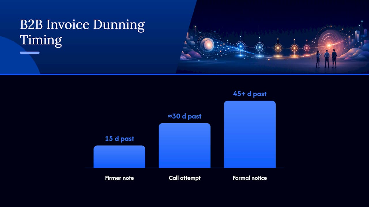Timeline of B2B dunning email sequence steps