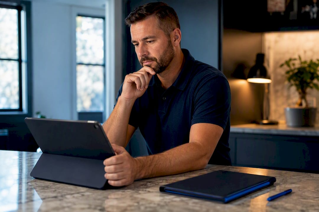 Owner reviewing a home service customer response