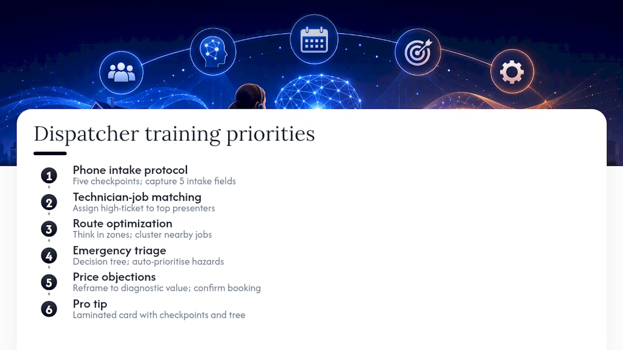 The Essential Dispatcher Training Topics and What to Teach for Each — overview diagram