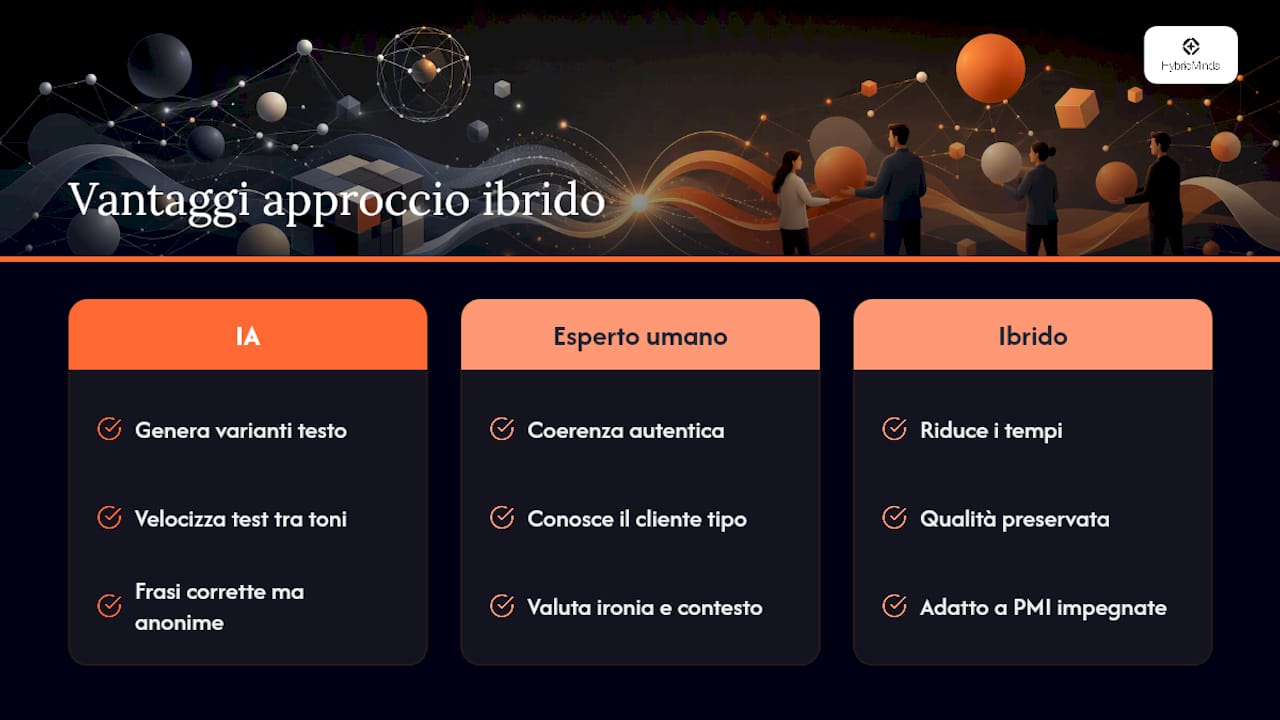 Perché l'approccio ibrido tra IA ed esperti funziona per le microimprese — overview diagram